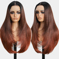 Synthetic Lace Front Wig 13x4 HD Ombre Burgundy Black - 26in