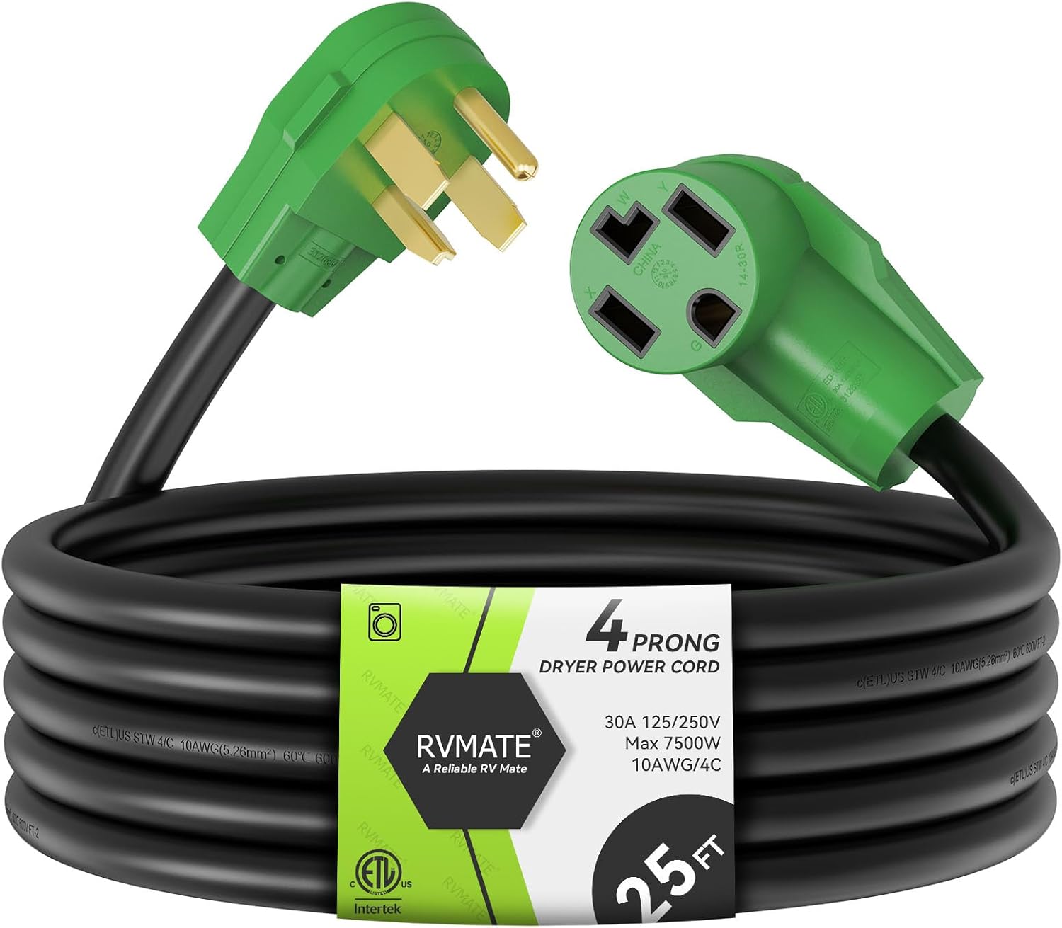 RVMATE 4 Prong Dryer Extension Cord 25 Feet for Safe Use