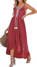 CUPSHE Burgundy Lace Maxi Sun Dress - Flowy Summer Staple