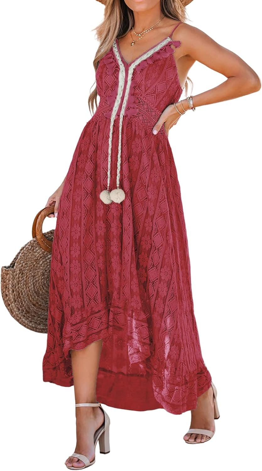 CUPSHE Women's Summer Dresses: Flowy Maxi Lace Beach Dress