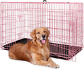 BestPet 48in Pink Dog Crate - Foldable Metal Kennel for Travel