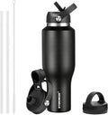 HYDROWION 40 oz Insulated Water Bottle with Straw - Fits Cup Holder