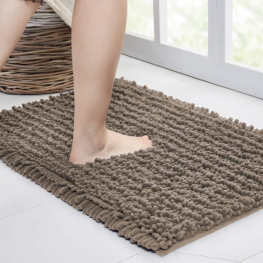 Walensee Large Non Slip Bath Mat 72x24 Inch Taupe Soft Rug