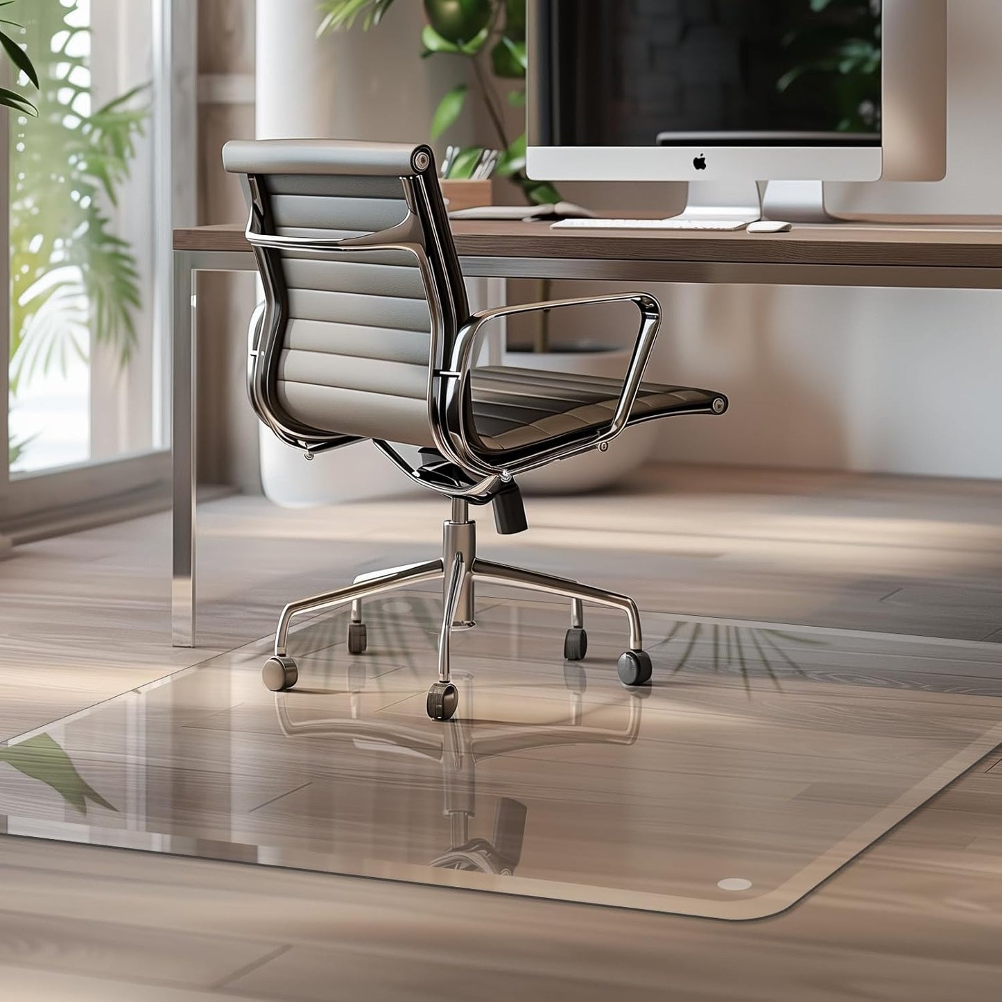VSARHouse Premium Tempered Glass Office Floor Mat for Chairs