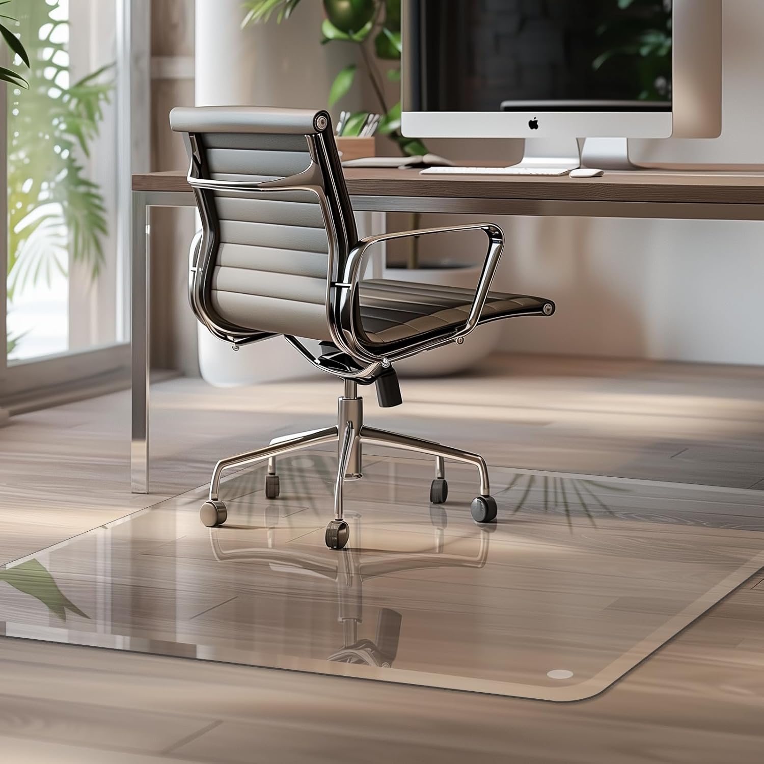 VSARHouse Premium Tempered Glass Office Floor Mat for Chairs