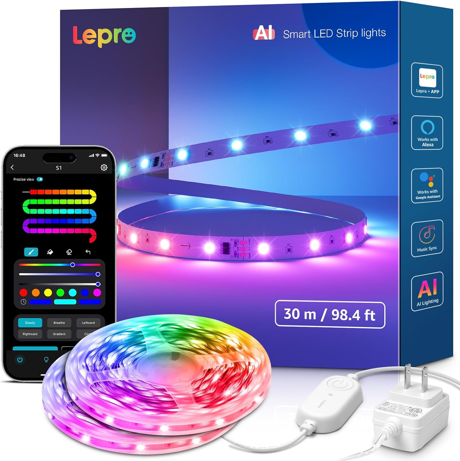 Lepro S1 AI LED Strip Lights - 100ft Smart RGB Light Strips