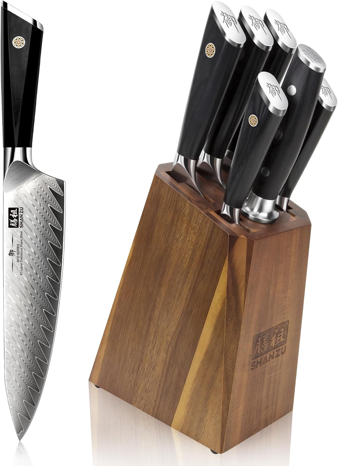 SHAN ZU Damascus Kitchen Knife Set: 7-Piece Professional Knives