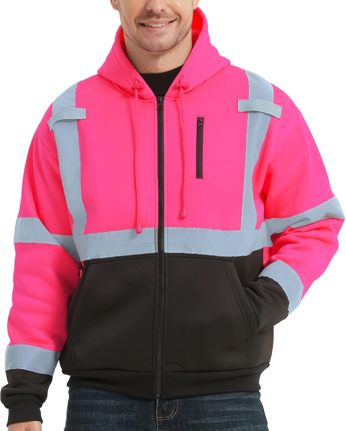ProtectX Hi Vis Hoodie for Men Women Safety Sweatshirt Reflective