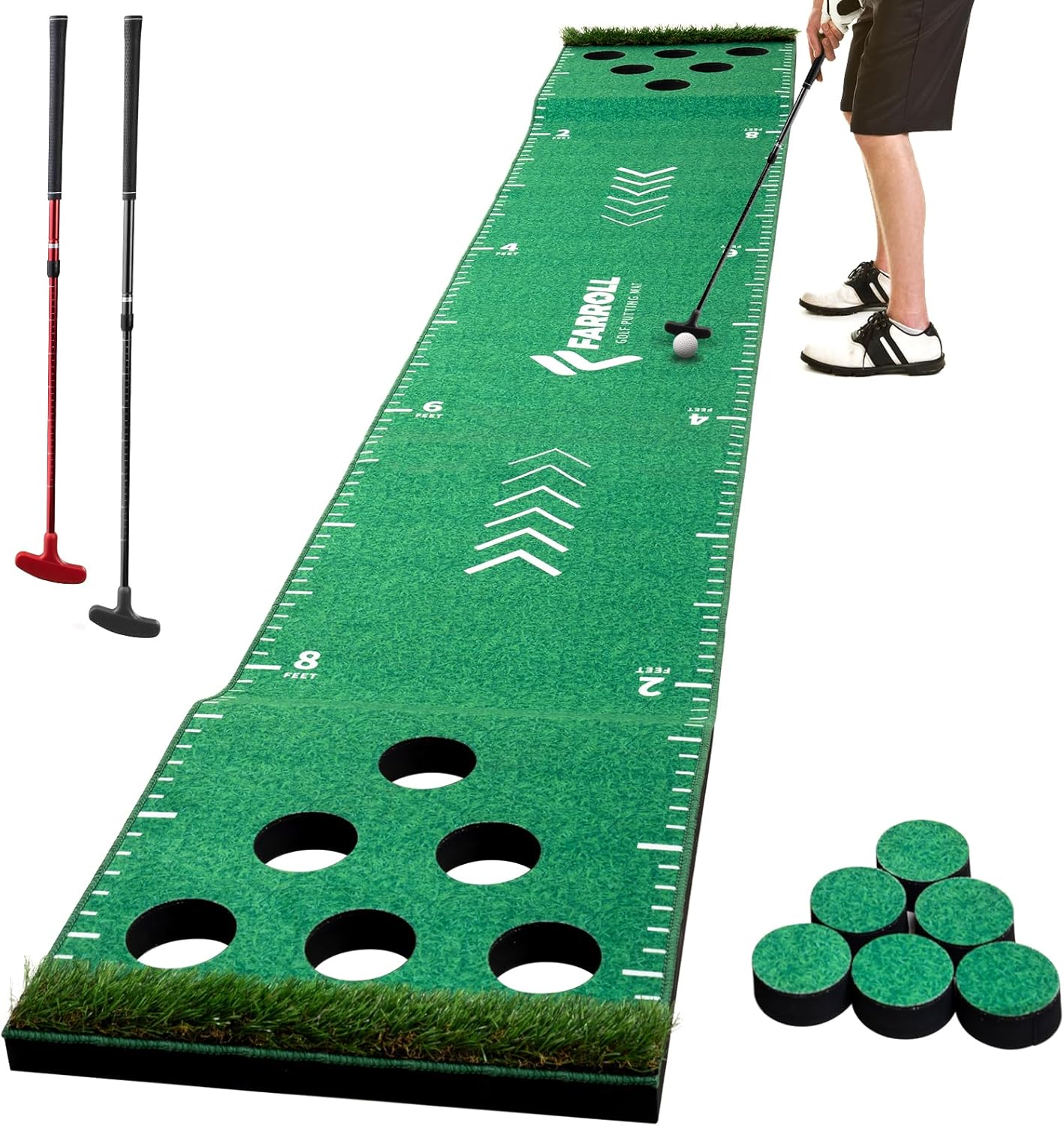 FARROLL Golf Pong Set w/ 2 Putters - Perfect Indoor/Outdoor Practice!