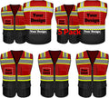 Safety Vest Customize Logo with 5 Pockets & Zipper - High