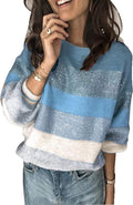ANCAPELION Womens Casual Sweater Pullover - Cozy Colorblock Knit loose