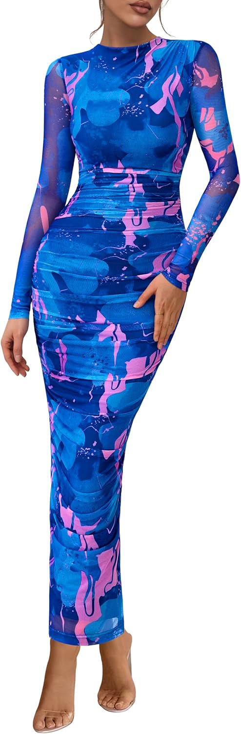 PRETTYGARDEN Women's Long Sleeve Maxi Dress for Fall Events
