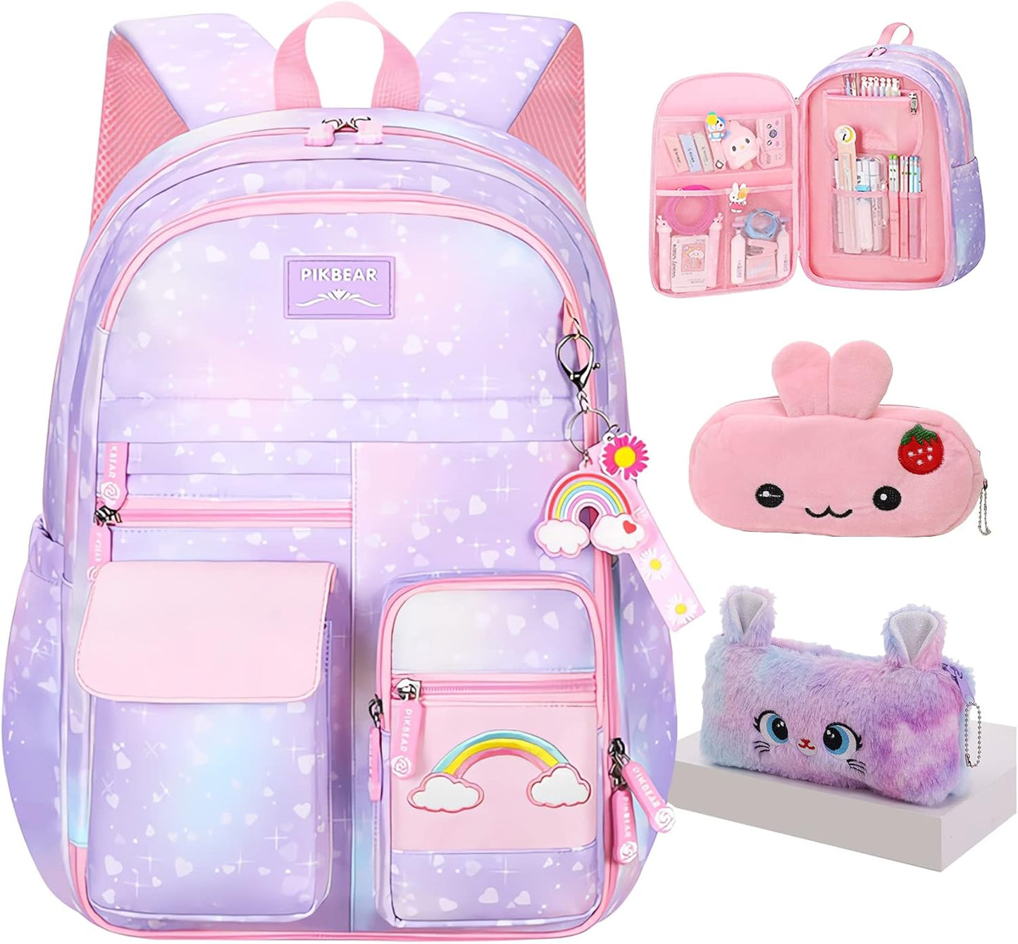 Rainbow Backpack For Girls Kids - Cute Aesthetic Travel Bag