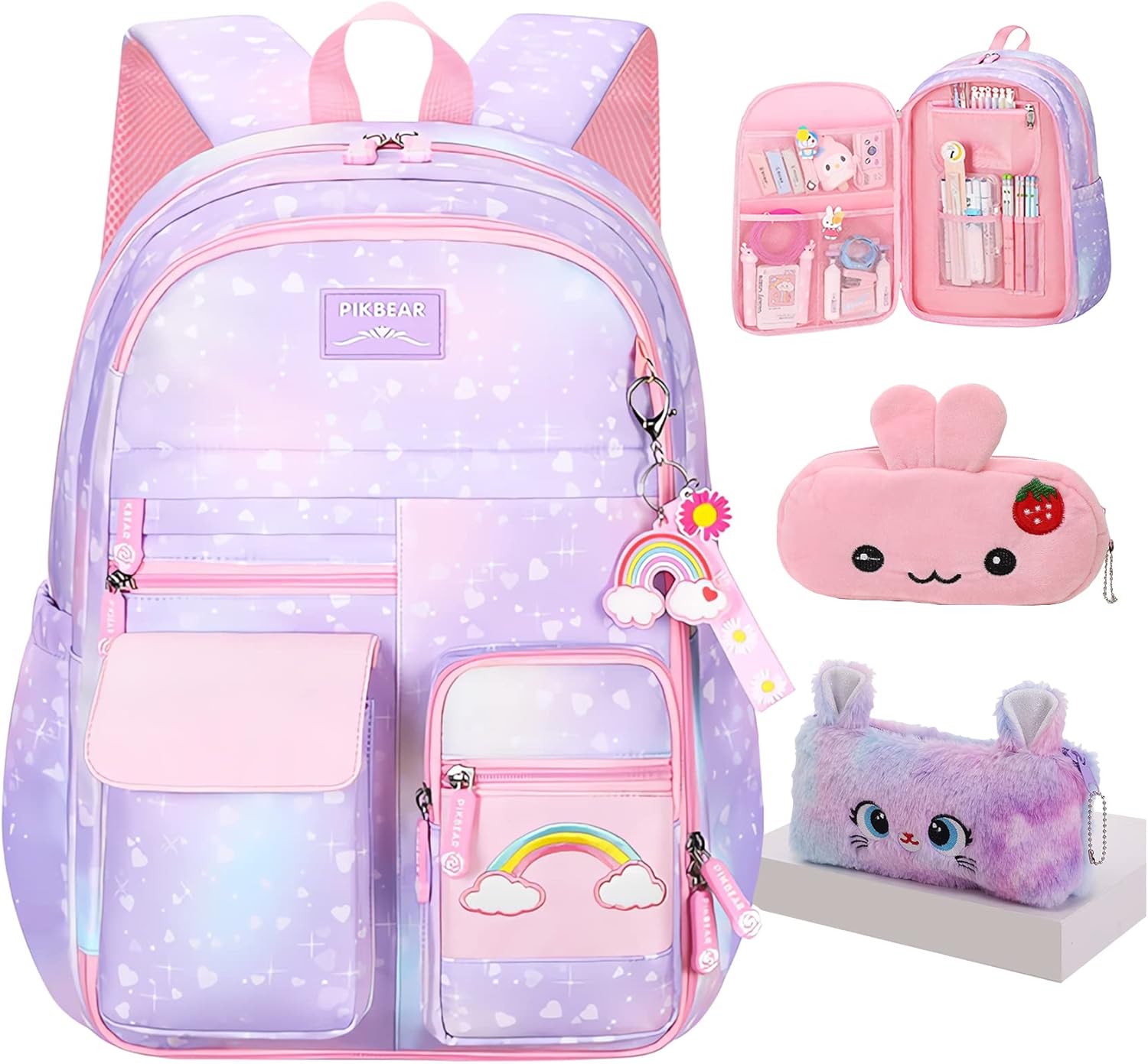 Rainbow Backpack For Girls Kids - Cute Aesthetic Travel Bag