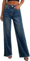 Trendy Wide Leg Jeans for Women High Waisted Stretchy Denim