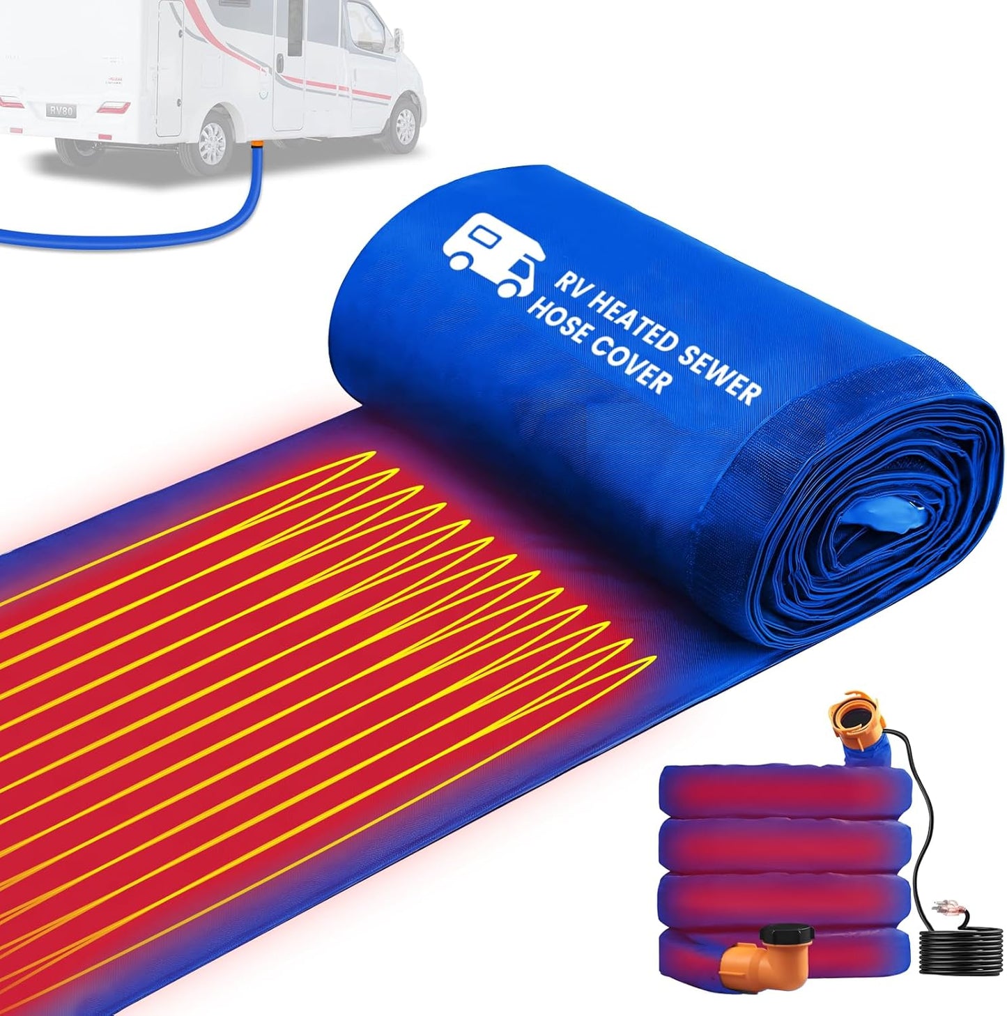 15FT RV Sewer Hose Heated Sleeve for Winter Camping Needs