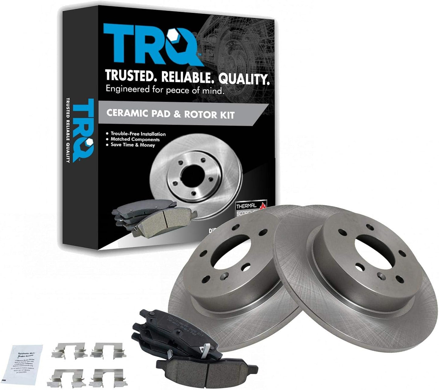 TRQ Rear Brake Pad & Rotor Kit for Buick Lucerne & Cadillac DTS