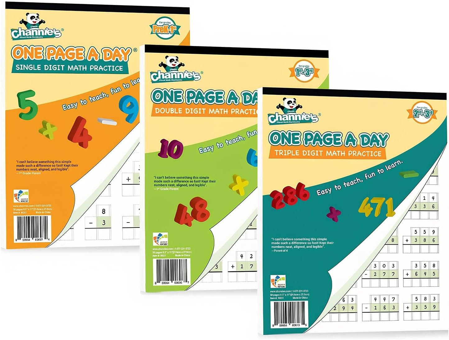 Channies One Page A Day Math Worksheets for Kids Daily Practice