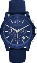 AX Chronograph Watch for Men with Blue Dial and Silicone Band