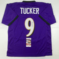 Justin Tucker Autographed Baltimore Purple Football Jersey - Signed XL