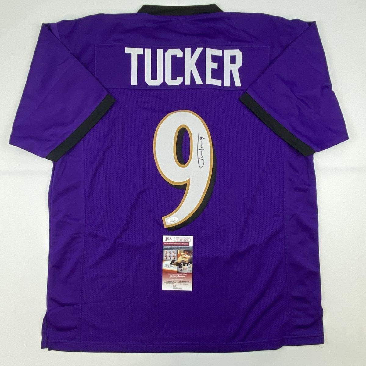 Autographed Justin Tucker Baltimore Purple Football Jersey
