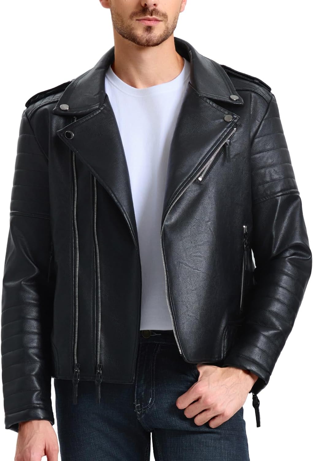 WULFUL Men's Leather Jackets - Stylish Faux Bomber for Bikers