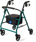 Medline Aluminum Rollator Walker with Seat, Green - Lightweight