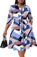 Plus Size Midi Dress for Women - Elegant Printed V Neck Midi