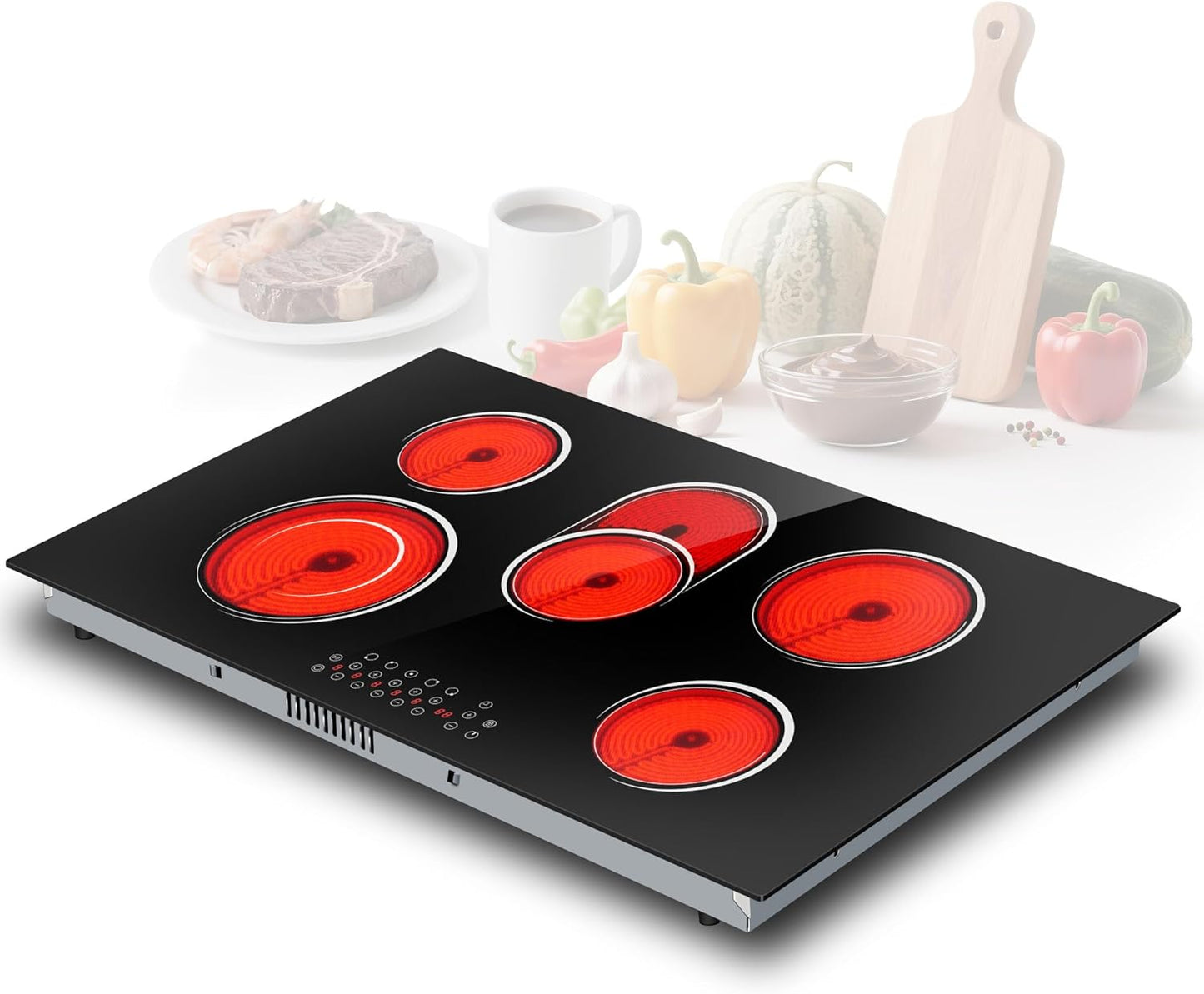 5 Burner Electric Cooktop 36 Inch with Touch Control Features