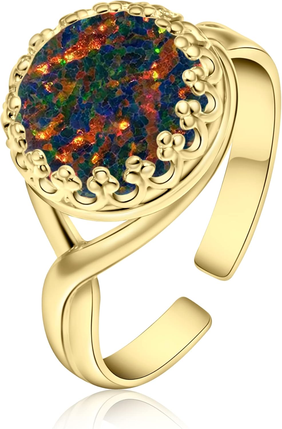 14K Gold Plated Gemstone Rings for Women - Vintage Style