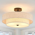 Modern Semi Flush Mount Ceiling Light 18in Drum Shade - Elegant