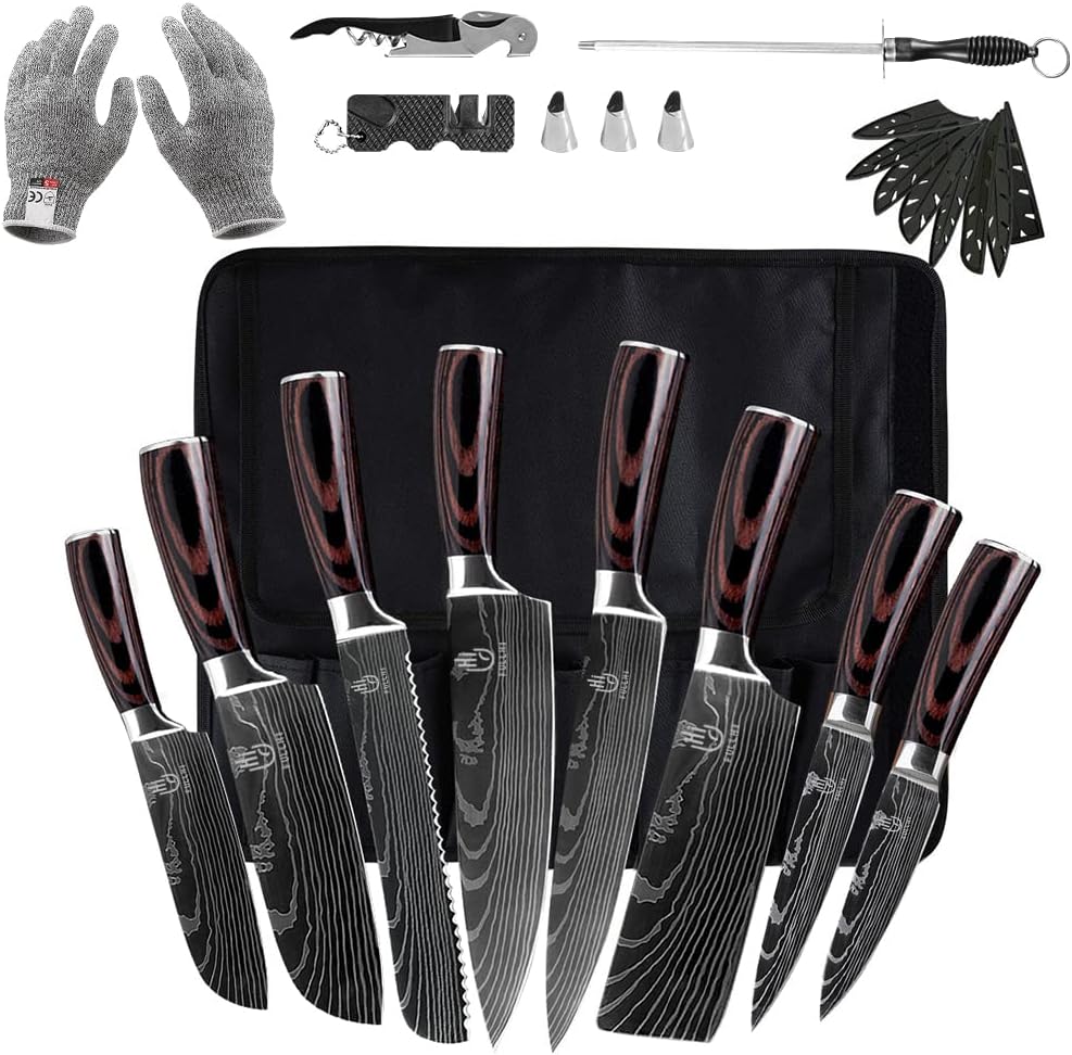 FULLHI 14-Piece Japanese Knife Set for Culinary Enthusiasts