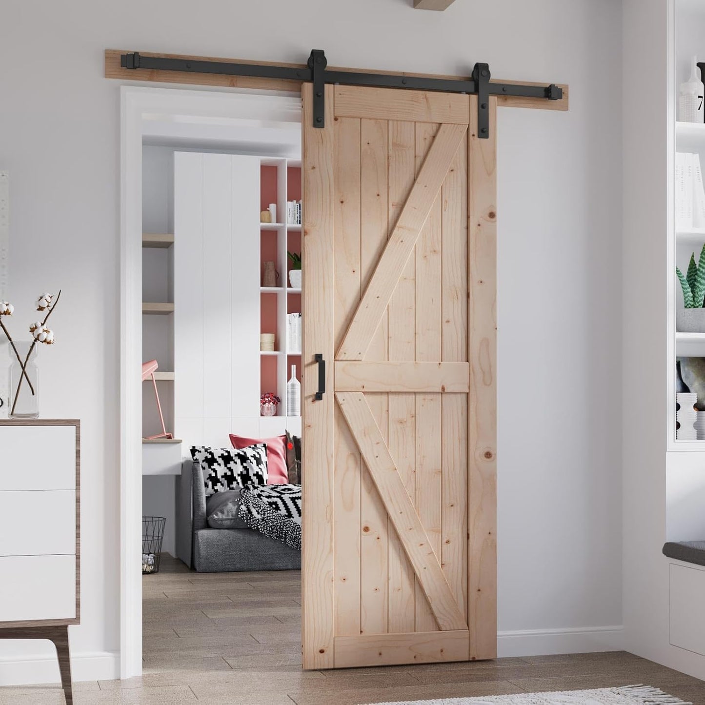 FREDBECK 32in x 84in Sliding Barn Door with Hardware Kit