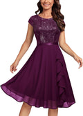 MISSMAY Women's Elegant Glitter Sequin Ruffle Cocktail Prom Dress Size