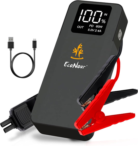 6000A EcoNour Jump Starter | SOS & Jumper Cable Included | For All Gas & Diesel Engines