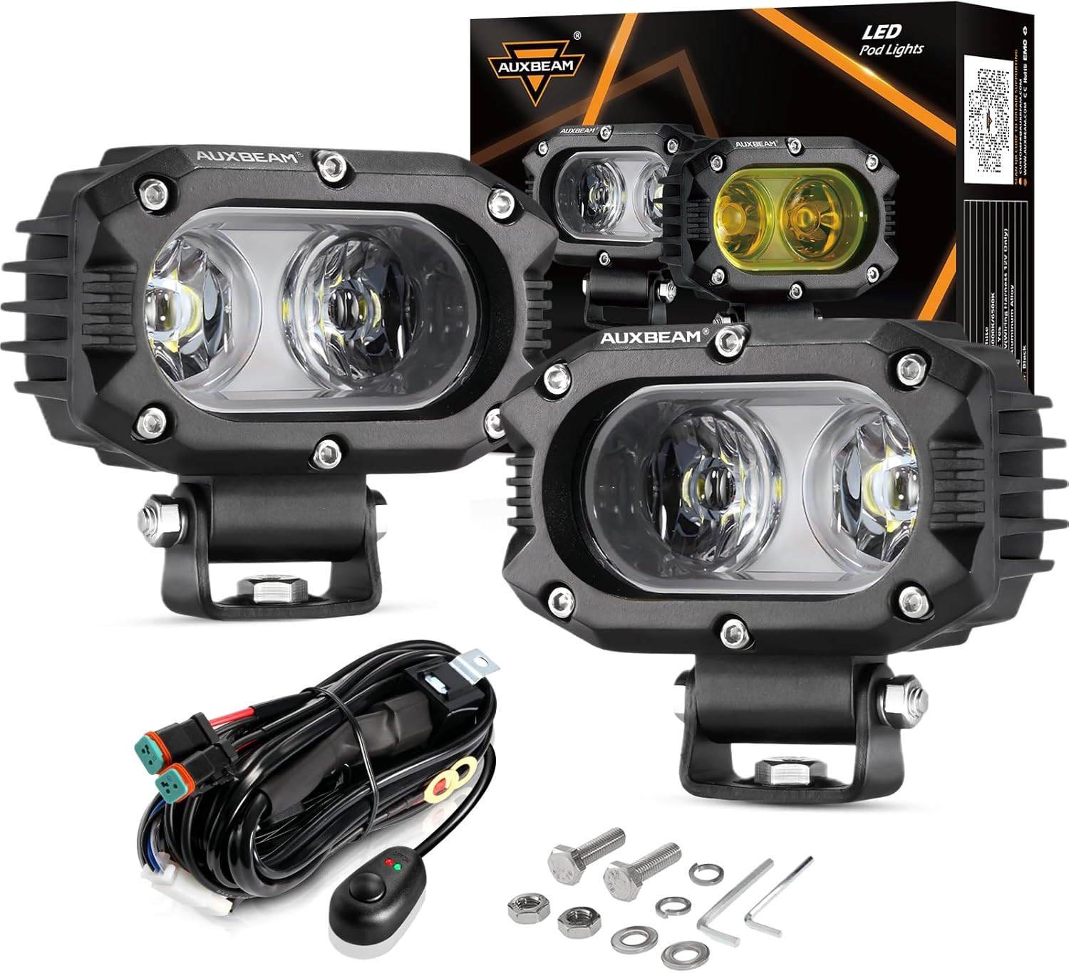 Auxbeam 4 Inch LED Light Pods for Offroad Driving and Visibility