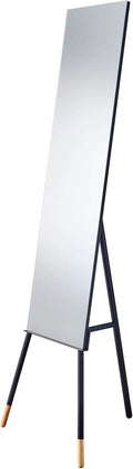 Full Length Matte Black Floor Mirror with Tripod Legs - Modern Wood