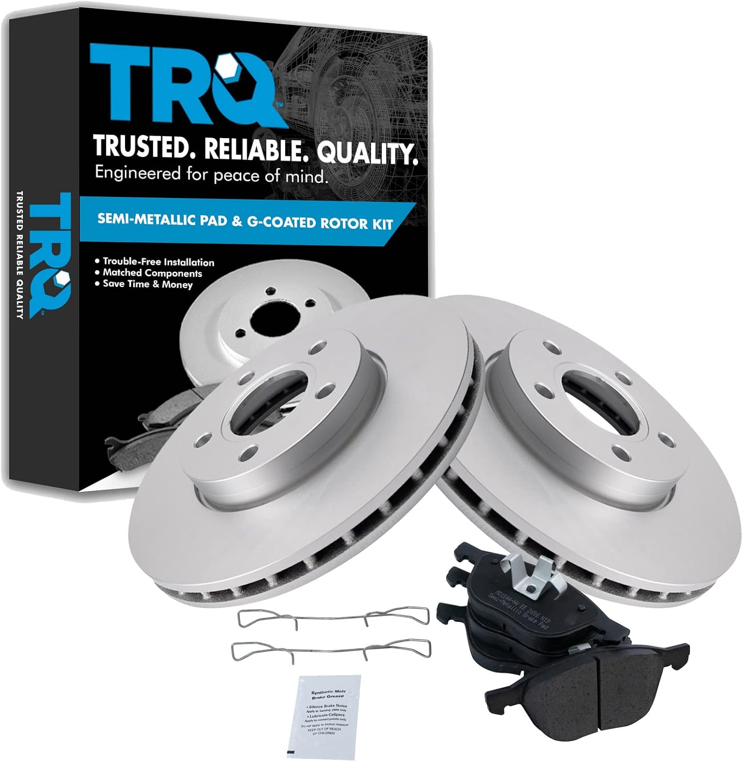 TRQ Front Brake Pad & Rotor Kit for 2013-2018 Ford C-Max