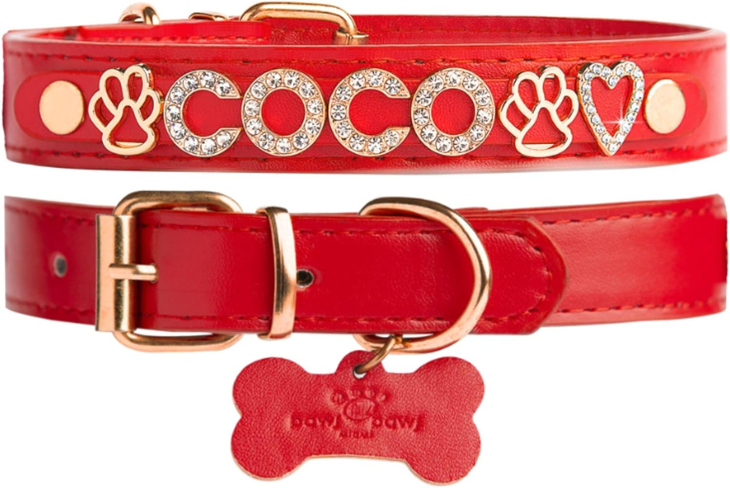 Custom Dog Collar for Large Dogs with Gold-Plated Initials