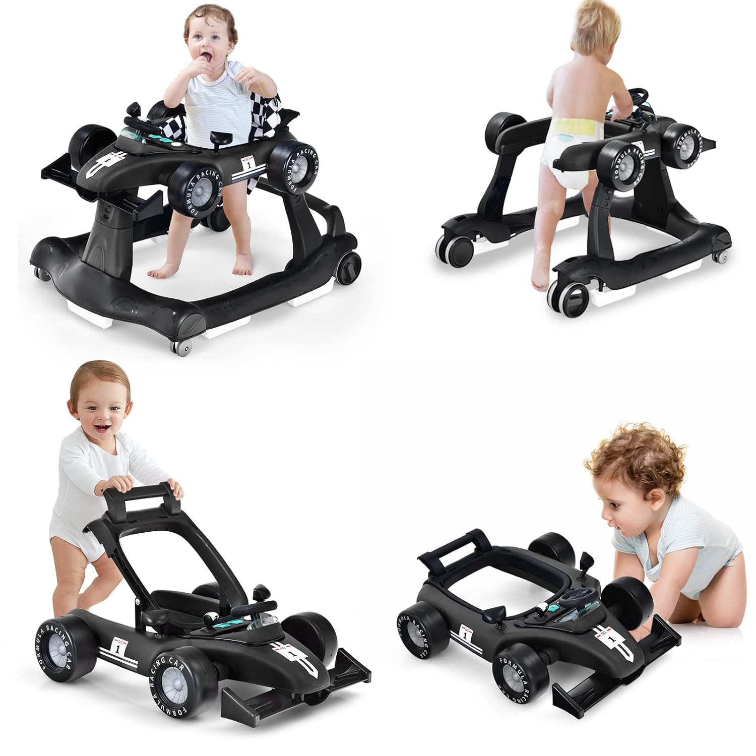 4-in-1 Baby Walker with Adjustable Heights and Music Features