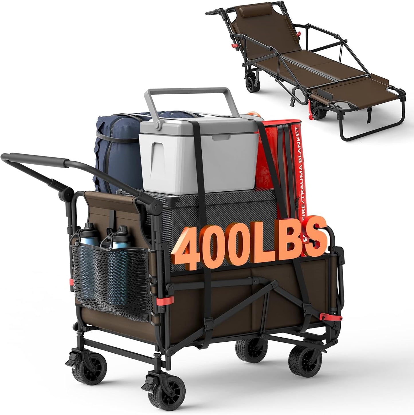 LEVELEVE Heavy Duty Folding Wagon - 2-in-1 Collapsible Cart