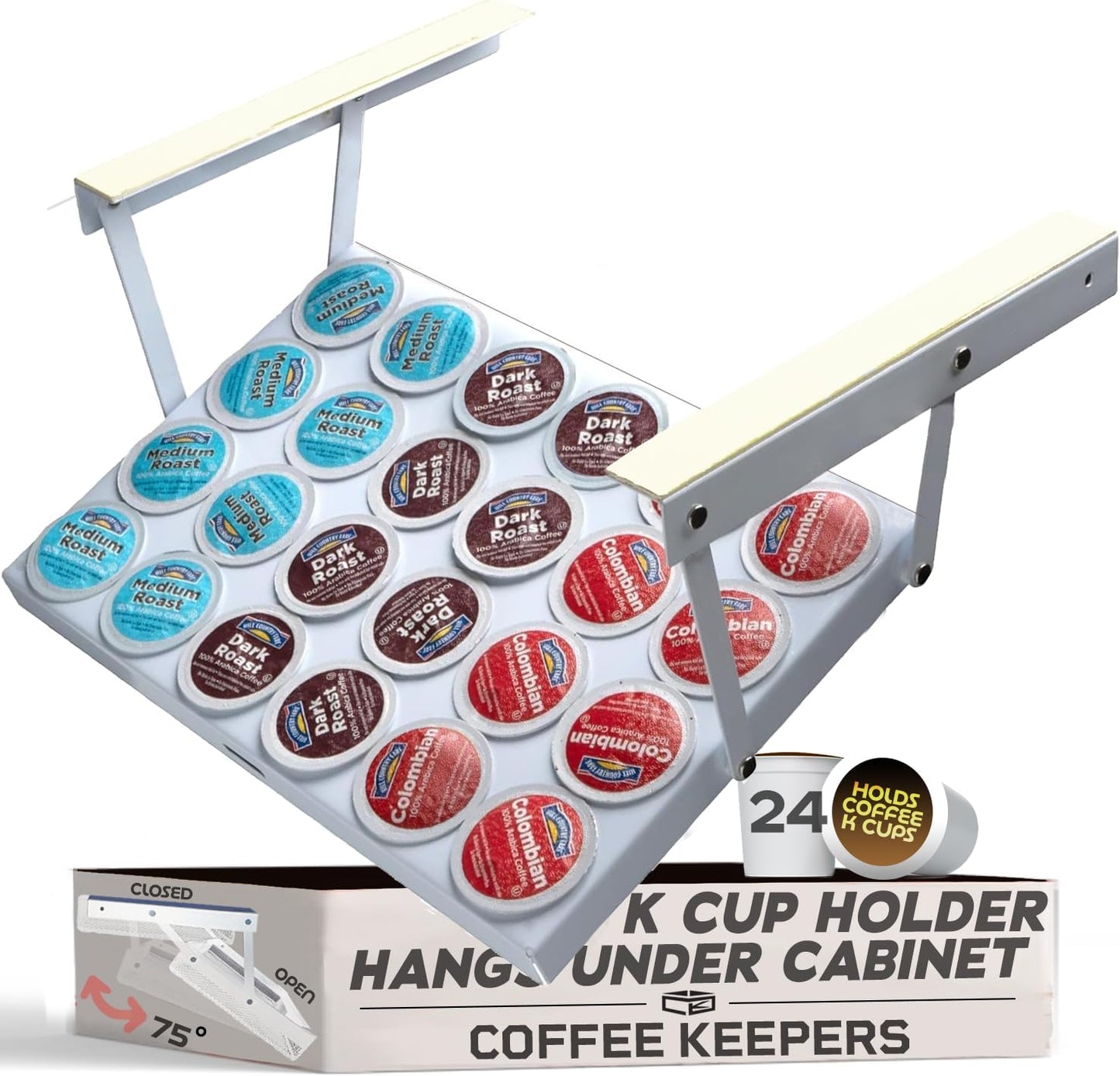 Under Cabinet K Cup Holder for 24 Pods - Space-Saving Organizer