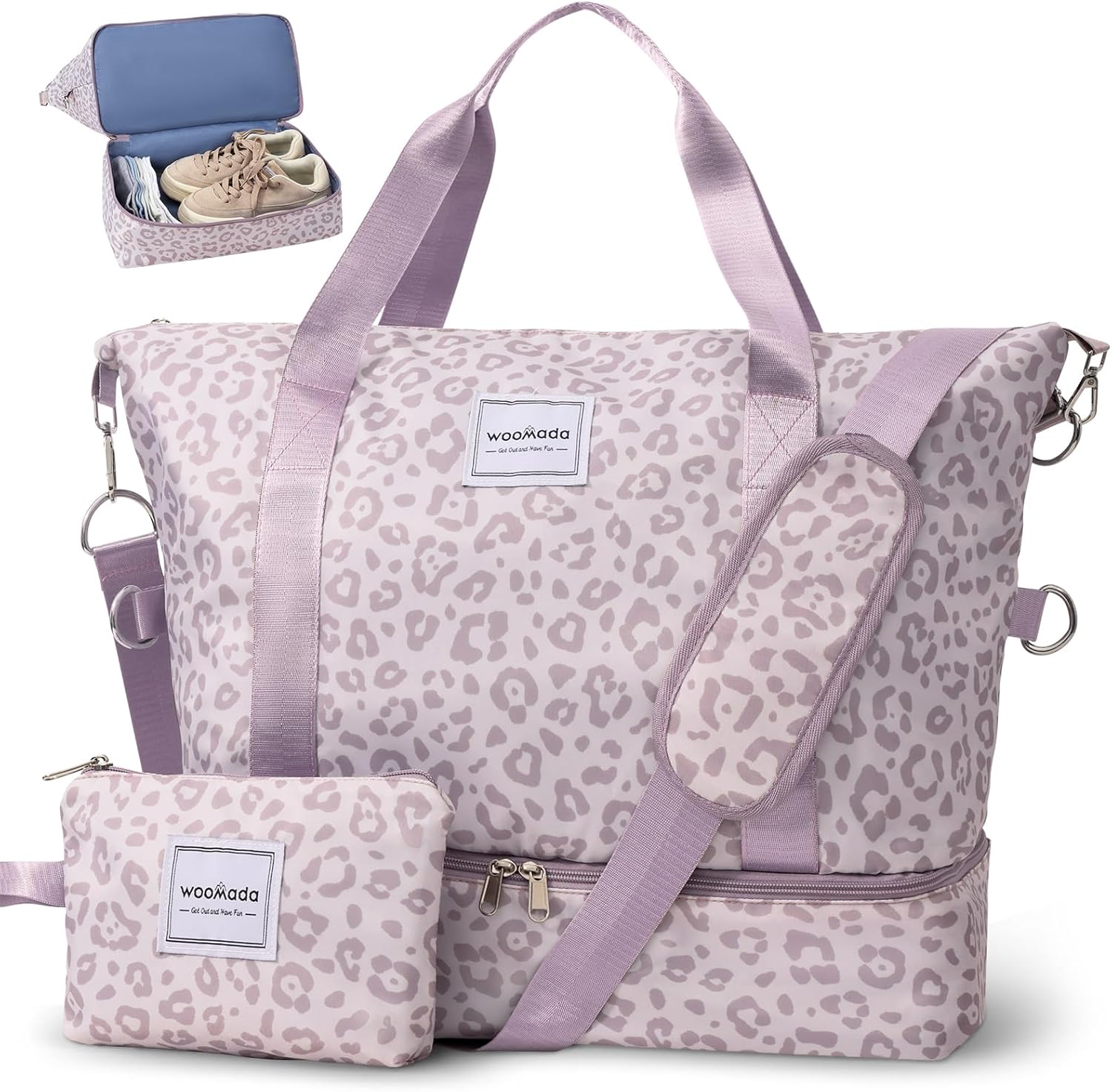 WOOMADA Weekender Bag for Women with Shoe Compartment & Wet Pocket