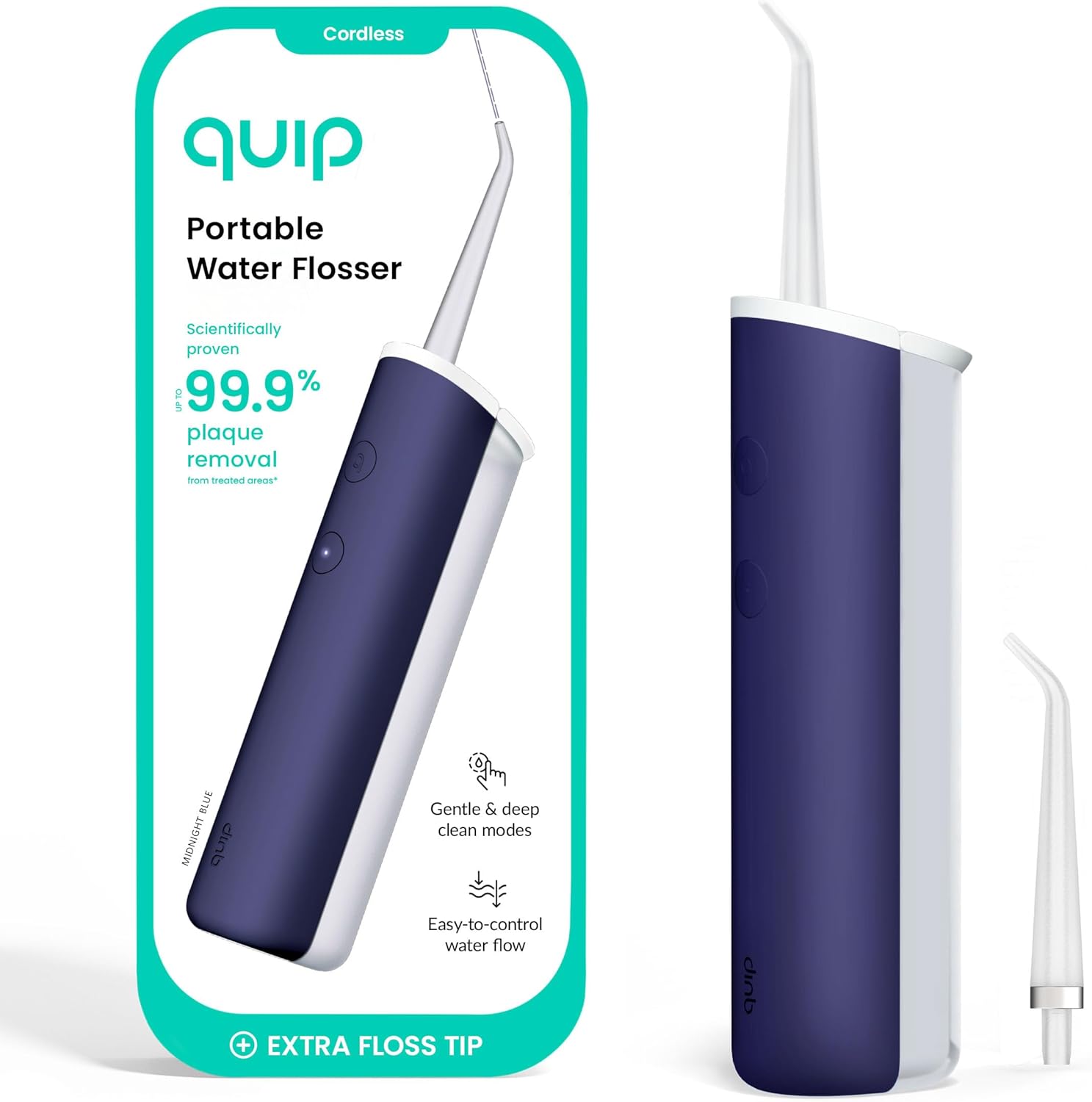 Quip Water Flosser - Cordless Teeth Cleaner with Adjustable Pressure