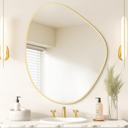 WallBeyond Asymmetrical Mirror for Unique Wall Decor in Gold