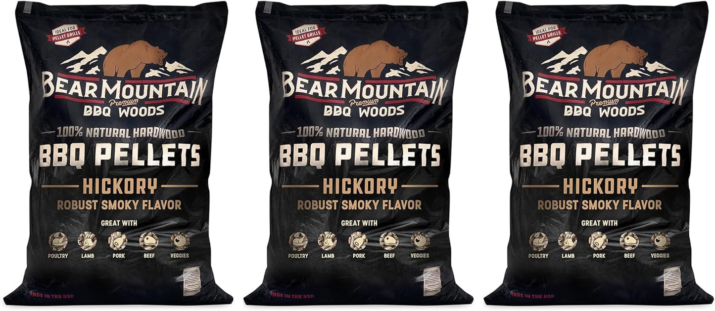 Bear Mountain Premium BBQ Woods Hickory Smoker Pellets Pack of 3