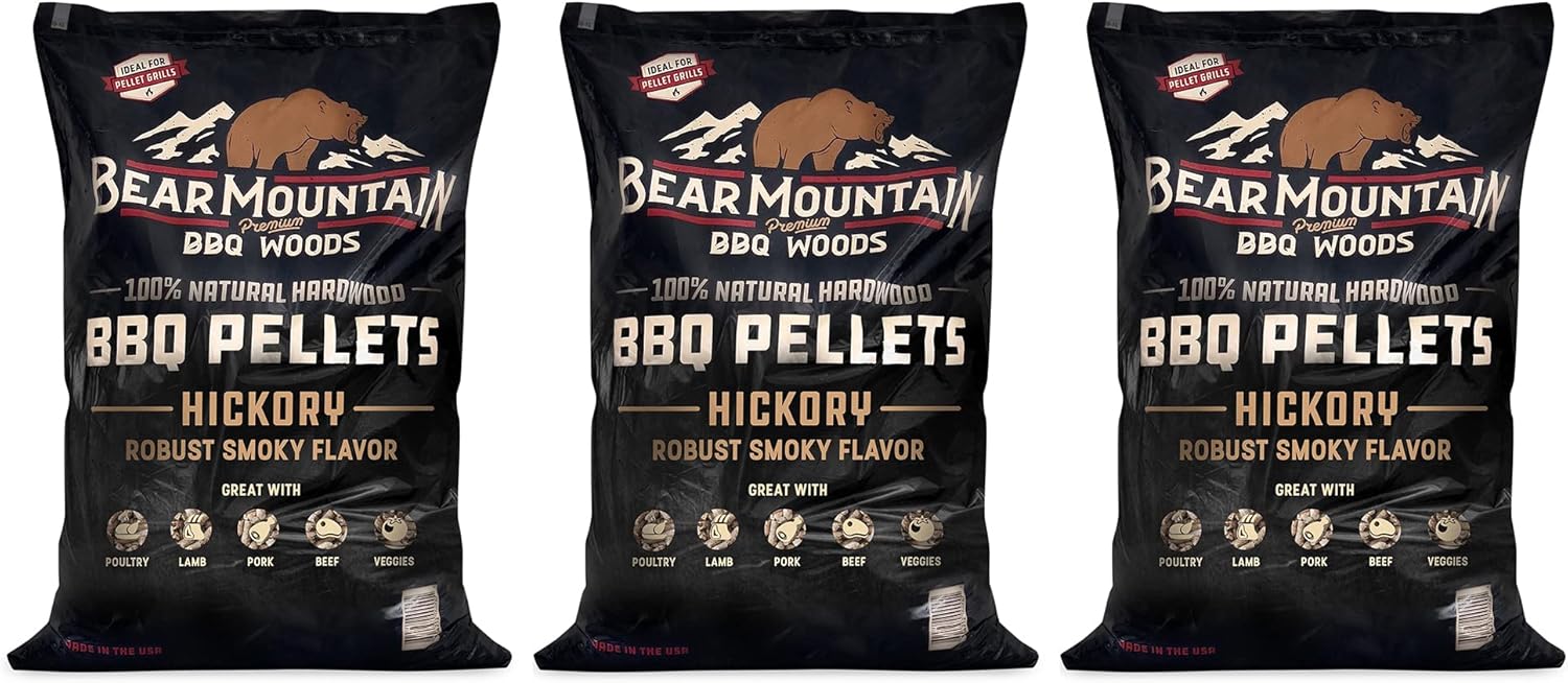 Bear Mountain Premium BBQ Woods Hickory Smoker Pellets Pack of 3