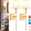 Battery Operated Wall Sconce Set Of 2 - Rechargeable Wireless 12-Color
