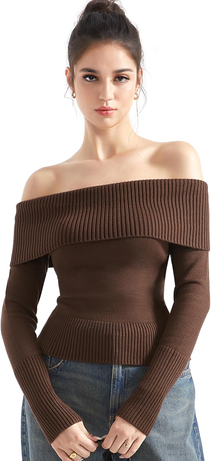 SUUKSESS Women Off Shoulder Sweaters for Trendy Fall Style