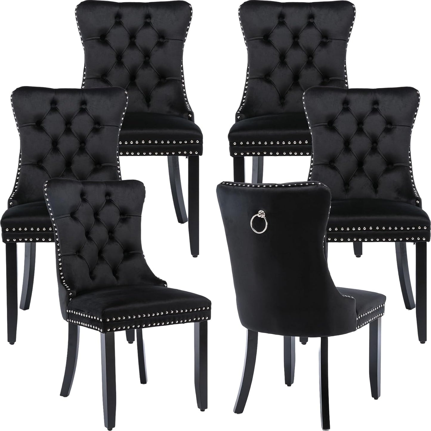 Black Velvet Dining Chairs Set of 6 for Stylish Dining Rooms